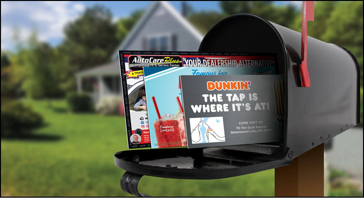 Open mailbox with samples of direct mail printed by J.B. Gray